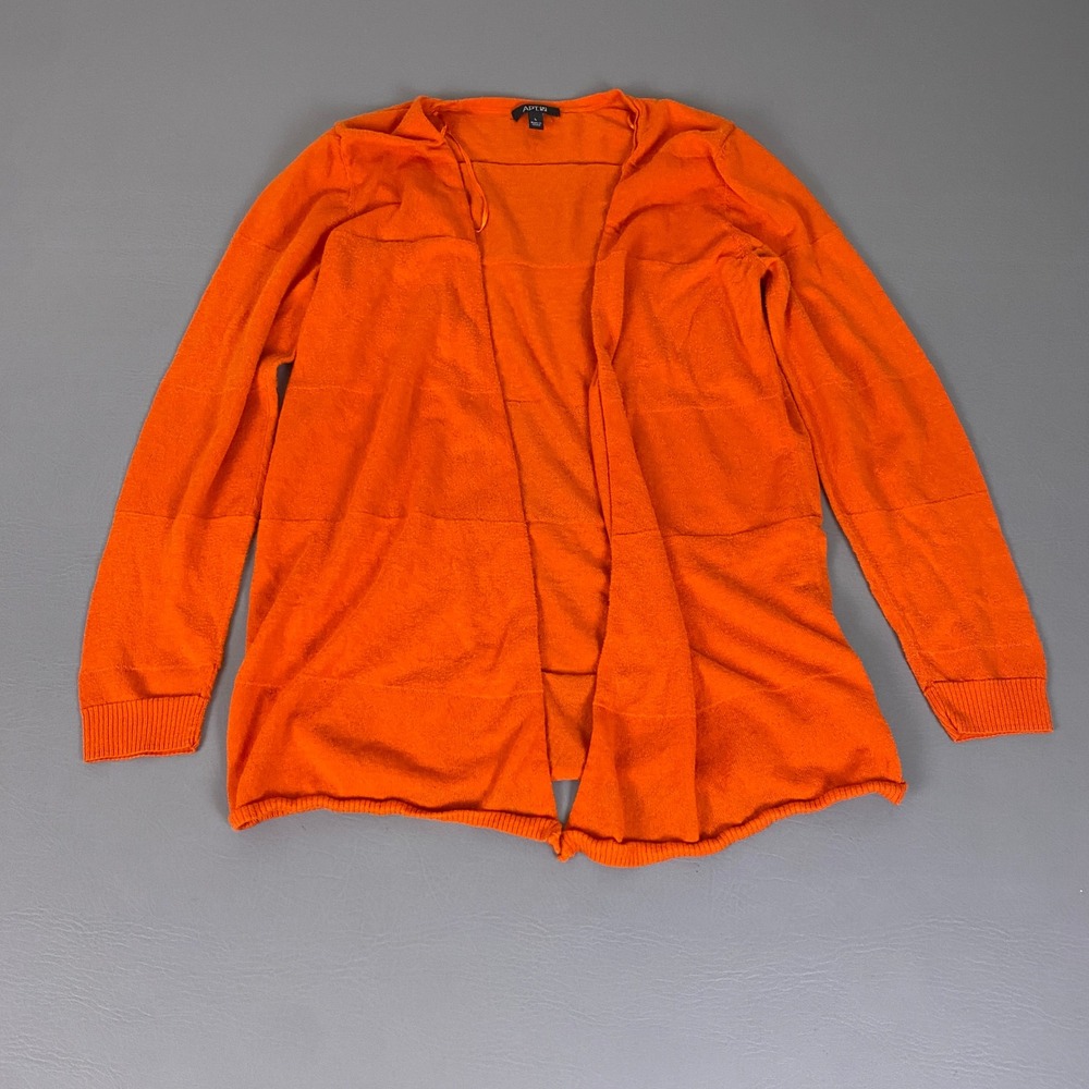 Apt 9 Cardigan Sweater Women's Size Large Orange Open Long Sleeve Lightweight